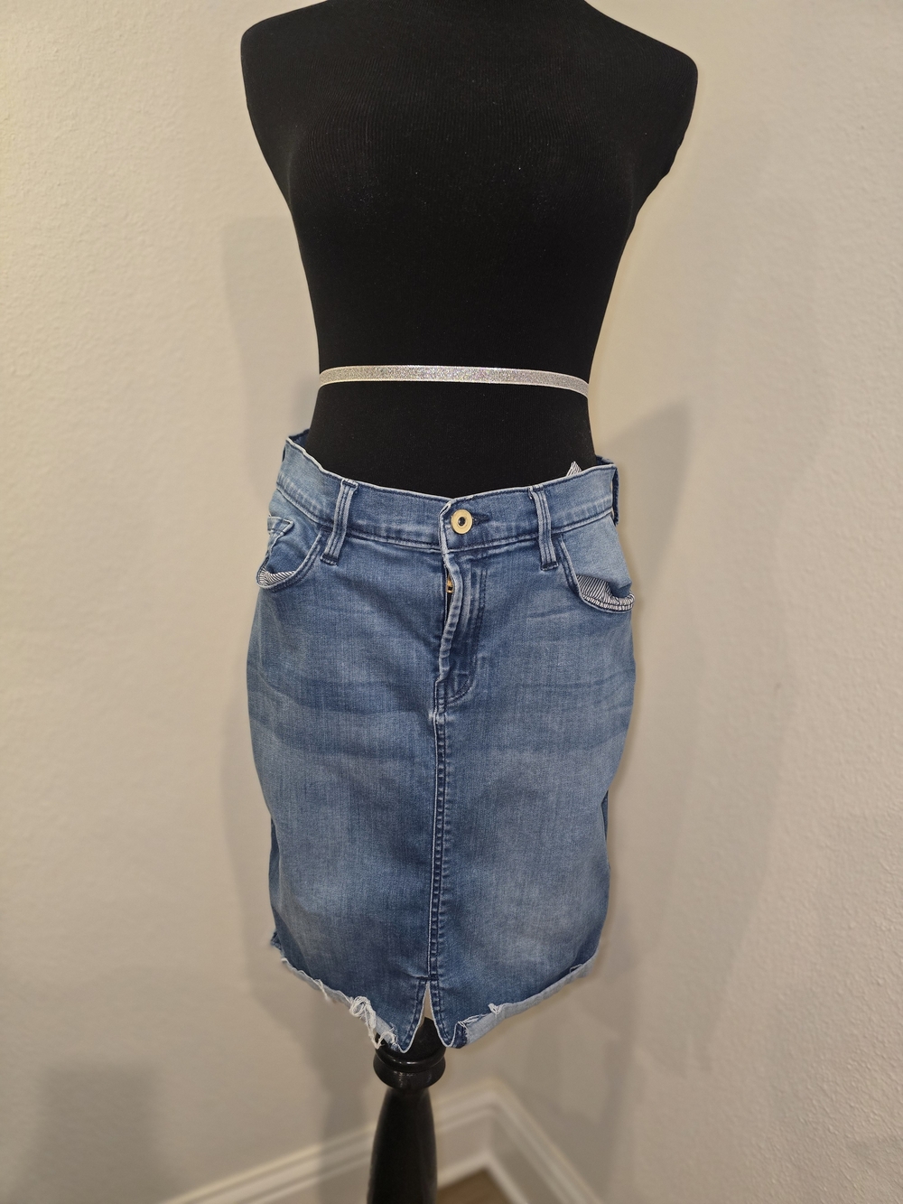 Classic Blue Denim Pencil Skirt